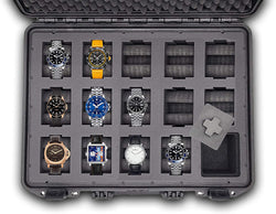 MC-CASES® Étui à montres Étui pour jusqu'à 14 montres - Étanche - Verrouillable - Extrêmement protégé