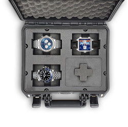 MC-CASES ® Étui à montres Étui pour jusqu'à 4 montres - Étui de voyage - Étanche - Verrouillable - Parfait pour les voyages - Extrêmement protégé